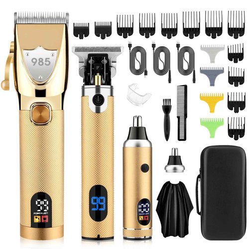 Saoilli Professional Hair Clippers Hair Trimmer for Men,Beard Trimmer Nose Hair Trimmer Set,Cordless Electric shavers Razor for Men,Barber Clippers T-Blade Trimmer Haircutting Grooming Kit