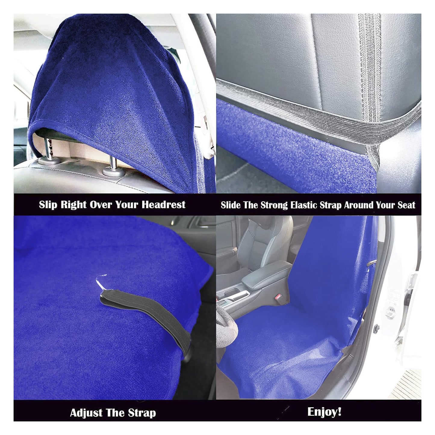 LoyaGour Car Seat Cover Protector Front Seats,for Gym Workout,Running,Swimming,Beach and Hiking,Waterproof Sweat Towel Bucket Seat Covers for Cars SUV Trucks (Blue, 1Pcs)