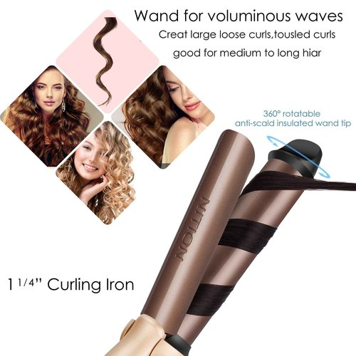 NITION Hair Dryer with Diffuser and 1 1⁄4 inch Argan Oil Curling Iron Set