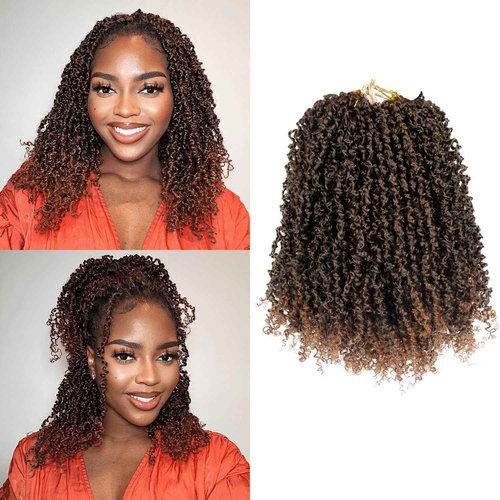 Yanky Twist Crochet Hair 9 Packs (270 Strands Total) 12 Inch Mini Twisted Crochet Hair,Synthetic Spring Twist Hair Short Passion Twist Hair Extensions For Women(1B30)