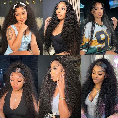 Jukabe 13x6 Lace Front Wigs Human Hair Pre Plucked HD Transparent Deep Wave Lace Frontal Wigs Human Hair for Women Glueless Wigs Human Hair 24 Inch