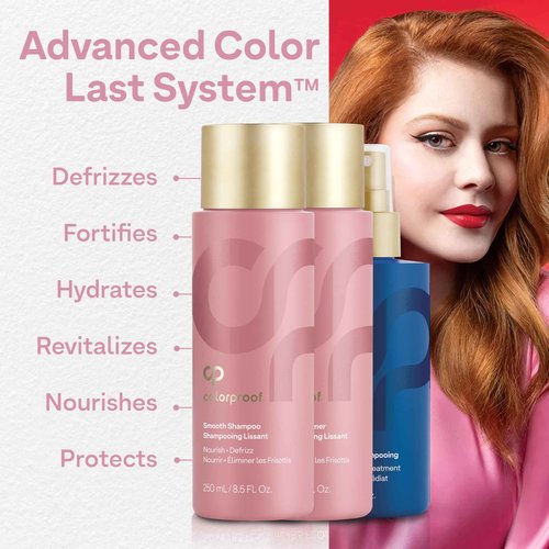 ColorProof Smooth Gift Set — Smooth Shampoo and Conditioner (8.5 Fl. Oz.) with Pre-Tox Spray (6.7 Fl. Oz.) — Color Safe Shampoo and Conditioner Set for Frizz-Prone, Color-Treated Hair