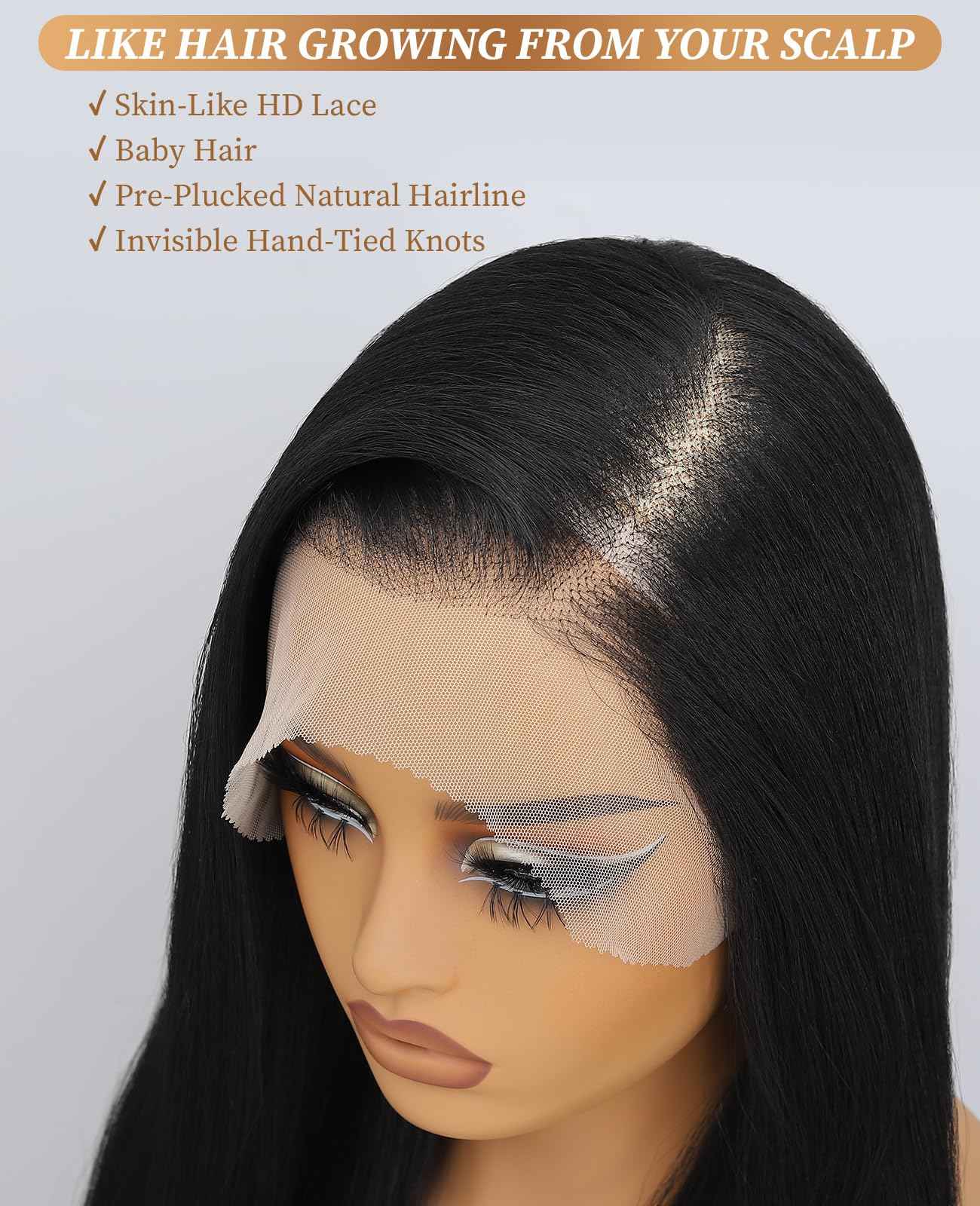 Latasha 13x6 Synthetic Lace Front Wig for Black Women Straight HD Lace Frontal Wigs Pre Plucked Wear and Go Glueless Wigs for White Women 28 inch Long Black Wig (Off Black 1B)