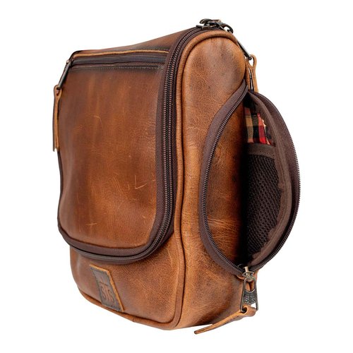 STS Ranchwear Men's Tucson Hanging Shave Kit, Multi-Pocket Genuine Leather Travel Toiletry Dopp Kit Organizer Bag, STS30310