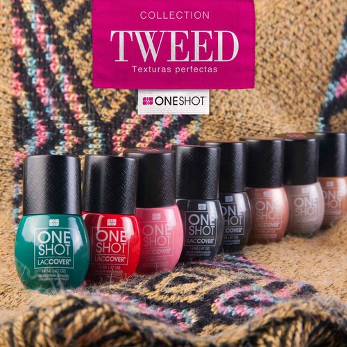 LACCOVER ONE SHOT - NAIL POLISH GEL SET TWEED COLLECTION, 8 COLORS, 1/2 Fl Oz each one, by NAIL FACTORY
