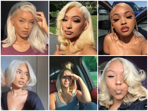 613 Blonde Bob Wig 180% Density 13x4 Lace Front Wigs Human Hair HD Transparent Lace Pre-plucked Bleached Knots Lace Front Wig With Baby Hair Straight Lace Front Wigs (12inch, #613 platinum blonde)
