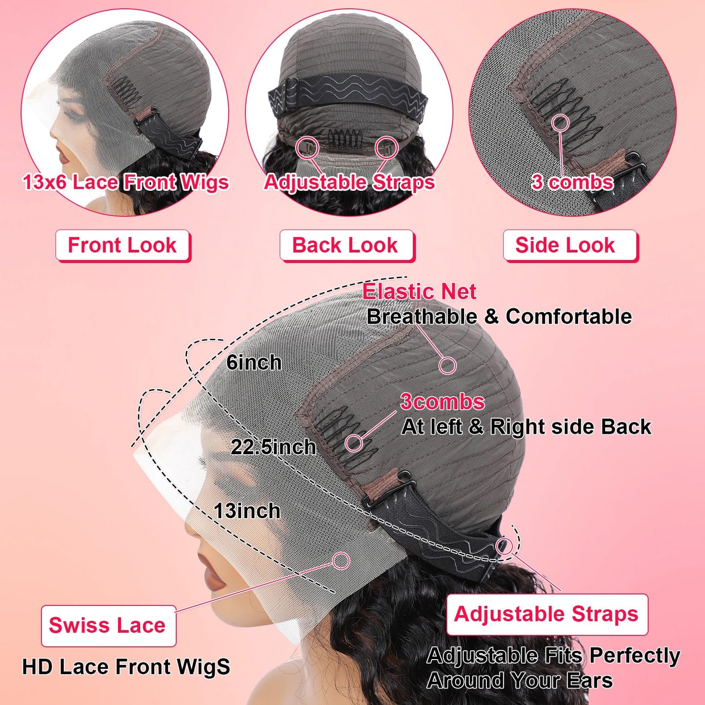 PUNUBO 30 Inch 13x6 Lace Front Wigs Human Hair 230% Density Body Wave Lace Front Wigs Human Hair Pre Plucked Glueless Wigs Human Hair13x6 HD Lace Frontal Wigs for Women