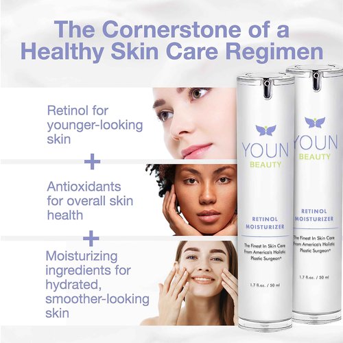 YOUN Beauty Retinol Night Cream Moisturizer for Face by Holistic Dr. Anthony Youn – Paraben-Free Face Moisturizer with Vitamin B5 & E, Hyaluronic Acid, and Green Tea for Skin Renewal, 50ml