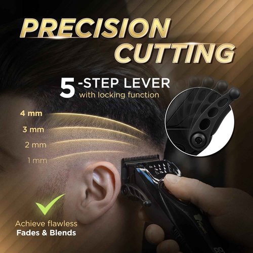 Fagaci Professional Hair Clippers for Men with DLC Blades and High Torque, Vector Motor 12000 RPM Professional Barber Clippers Cordless, Mens Hair Clipper Cordless Set