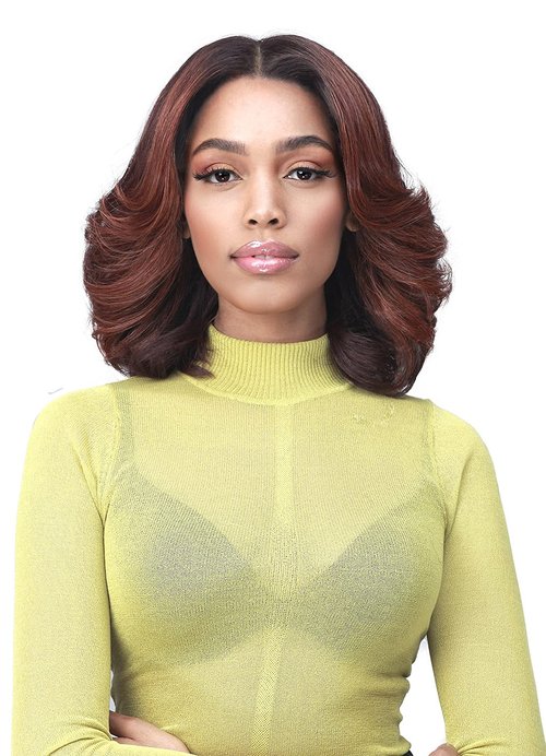 Bobbi Boss 13X7 HD Lace Bob Curly Synthetic Wig - MLF602 NATALIA, Wavy Short Wigs with Baby Hairs, Glueless Lace Free Part Wig with High Heat Resistant Wigs (TT1B/RO.PK)