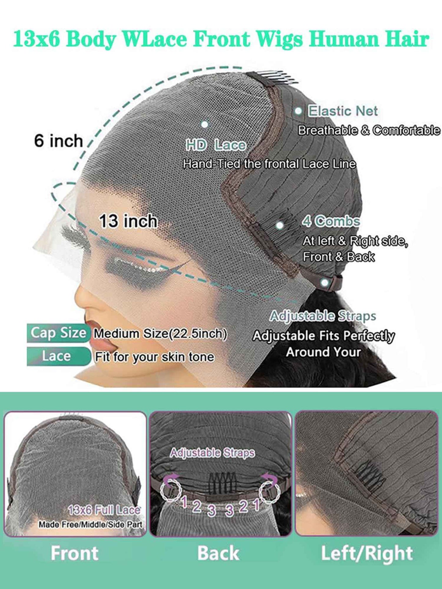 28 Inch 13x6 Lace Front Wigs Human Hair Pre Plucked 200 Density HD Transparent Front Wigs Human Hair Glueless Wigs Human Hair With Baby Hair for Women Natural Black