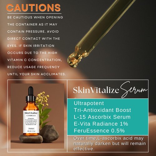 SkinVitalize CE Ferulux Vitamin C Serum - 30ml: Advanced CE Formula to Fight with Wrinkles, Fine Lines, Uneven Skin Tone, Dark Spot Correction Perfect for Skin Care Routine, Anti Aging Face Serum