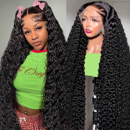 Xhisae 30 Inch Deep Wave Lace Front Wigs Human Hair 200 Density 13x6 HD Transparent Lace Frontal Wigs Human Hair Pre Plcked Curly Human Hair Wig for Women Deep Curly Glueless Wigs