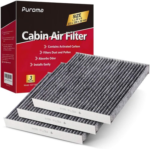 Puroma Cabin Air Filter with Activated Carbon, Replacement for CP134, CF10134, Honda & Acura, Civic, CR-V, Odyssey, CSX, ILX, MDX, RDX, AT134 (3 pc)