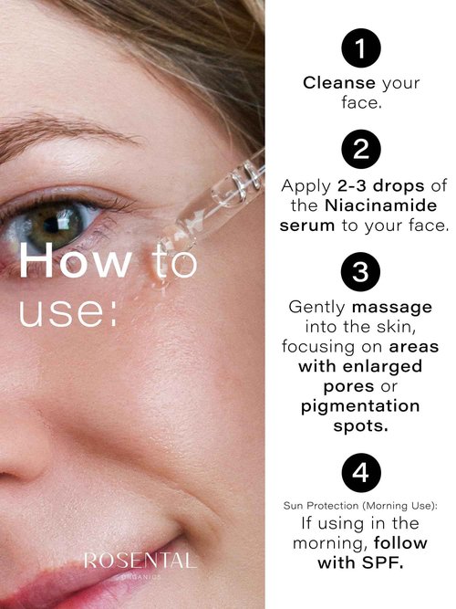 Rosental Organics Niacinamide Serum + Pore-Refining Treatment - 5% niacinamide to lighten pigmentation spots and acne scars