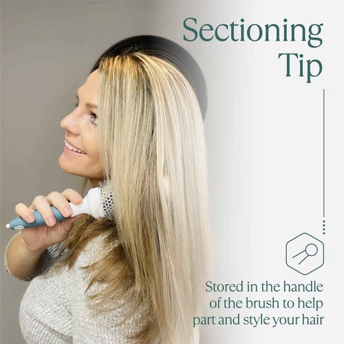 Round Brush Set for Blow Drying and Styling - Ceramic Ionic Thermal Brushes, Wet Hair Brush Bundle with Travel Bag for Women and Men