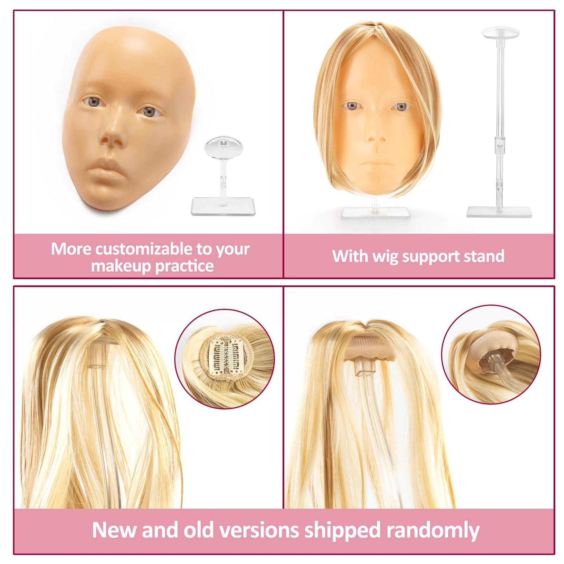 Glinexa 5D Makeup Practice Face – Reusable Silicone Mannequin Head with Wigs and Complete Makeup Kit, Perfect for Beginner Training and Beauty School