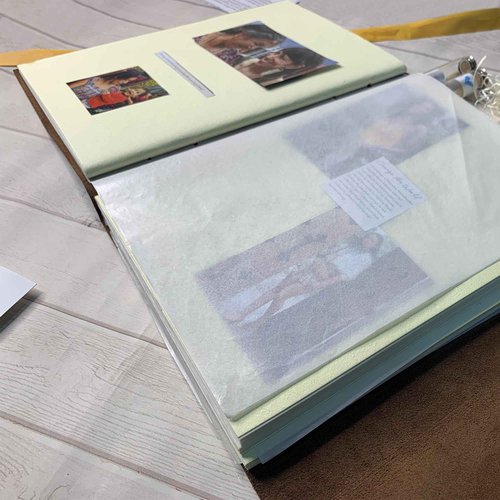 Rustic Town Full Grain Leather Photo Album with Gift Box - Scrapbook Style Pages (Large, Brown)