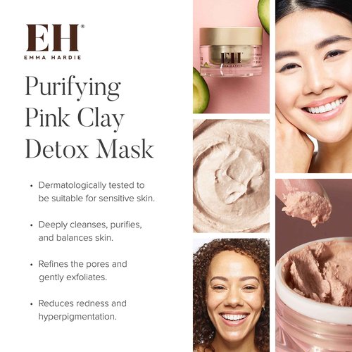 Emma Hardie Hydrate & Protect Kit, Gift Sets Includes: 50ml Moringa Cleansing Balm, 15ml Midas Touch Revitalising Cream, 15ml Protect & Prime SPF30 Cream, 15ml Pink Clay Detox Mask & a Cleansing Cloth