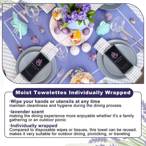 Moist Cotton Towel Bulk Moist Towelettes Individually Wrapped,White Towel Services,Refreshment Pre Moistened Towels for Dentist Travel Sport Party Hotel （Lavender,200)
