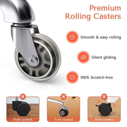 TASALON Rolling Stool - Adjustable Stool with Wheels - Soft Swivel Workbench - Desk Chair for Kitchen, Salon, Spa, Tattoo, Pedicure - Massage Salon Esthetician Chair – Black