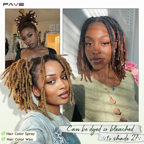 FAVE 10 Inch Human Hair Dreadlock Extensions,Handmade Loc Extensions Realistic locs Extension for Black Women (Width 0.6cm，Natural Black，30 Strands)