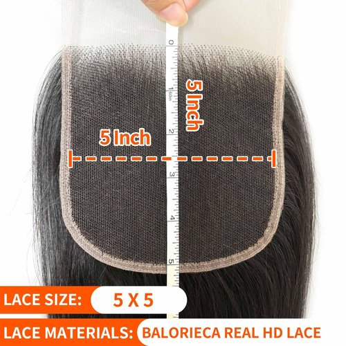 BALORIECA Real 5x5 HD Lace Closure Body Wave Human Hair with RAW human hair pre plucked with baby hair 0.10mm ultra-thin hd lace(14 Inch, Body Wave)