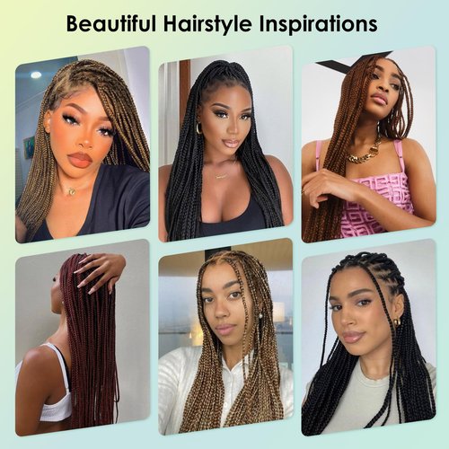 Fecihor 360° HD Full Lace Knotless Braided Wigs for Women Box Braid Wig with Baby Hair Premium Synthetic Light Brown Braided Lace Front Wigs 36 Inch