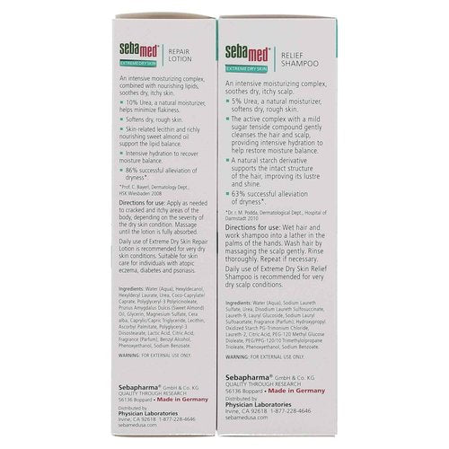 Sebamed Extreme Dry Skin 5% Urea Shampoo (200mL) and 10% Urea Lotion for Dry Itchy Skin and Scalp (Value Pack)