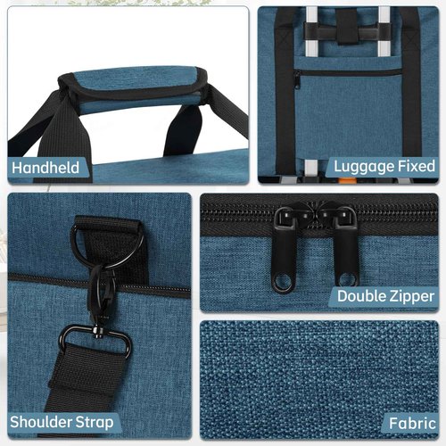 FREEAMG Extra Large Makeup Case with 4 Removable Pouches, Professional Make up Train Case,Travel Cosmetic Bag for Hairstylists Nail Tech Makeup Artist with Shoulder Strap and Handle （Blue）（Bag only）