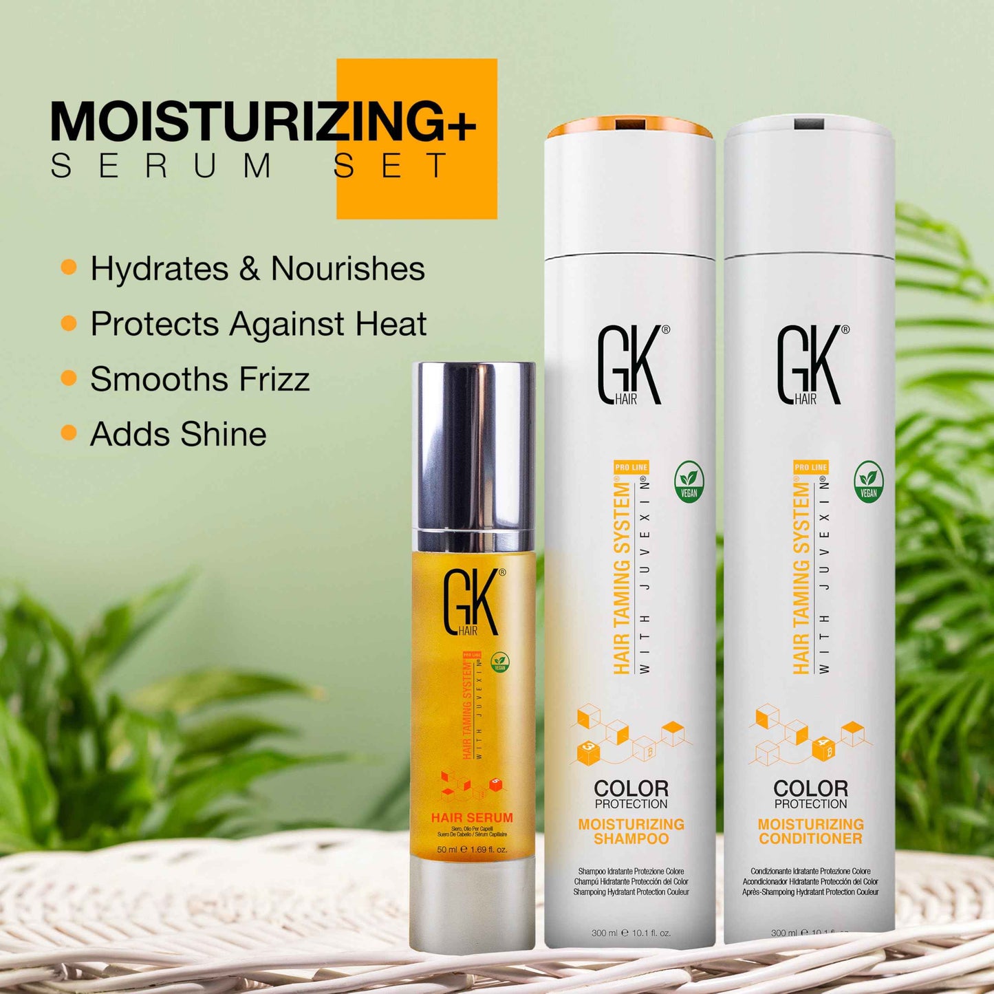 GK HAIR Hydrating Moisturizing Shampoo and Conditioner Set (10.1 Fl Oz) Global Keratin Anti Frizz Serum Dry Damaged Repair Argan Oil (1.69 Fl Oz) All Hair Types Sulfate Paraben Free Unisex