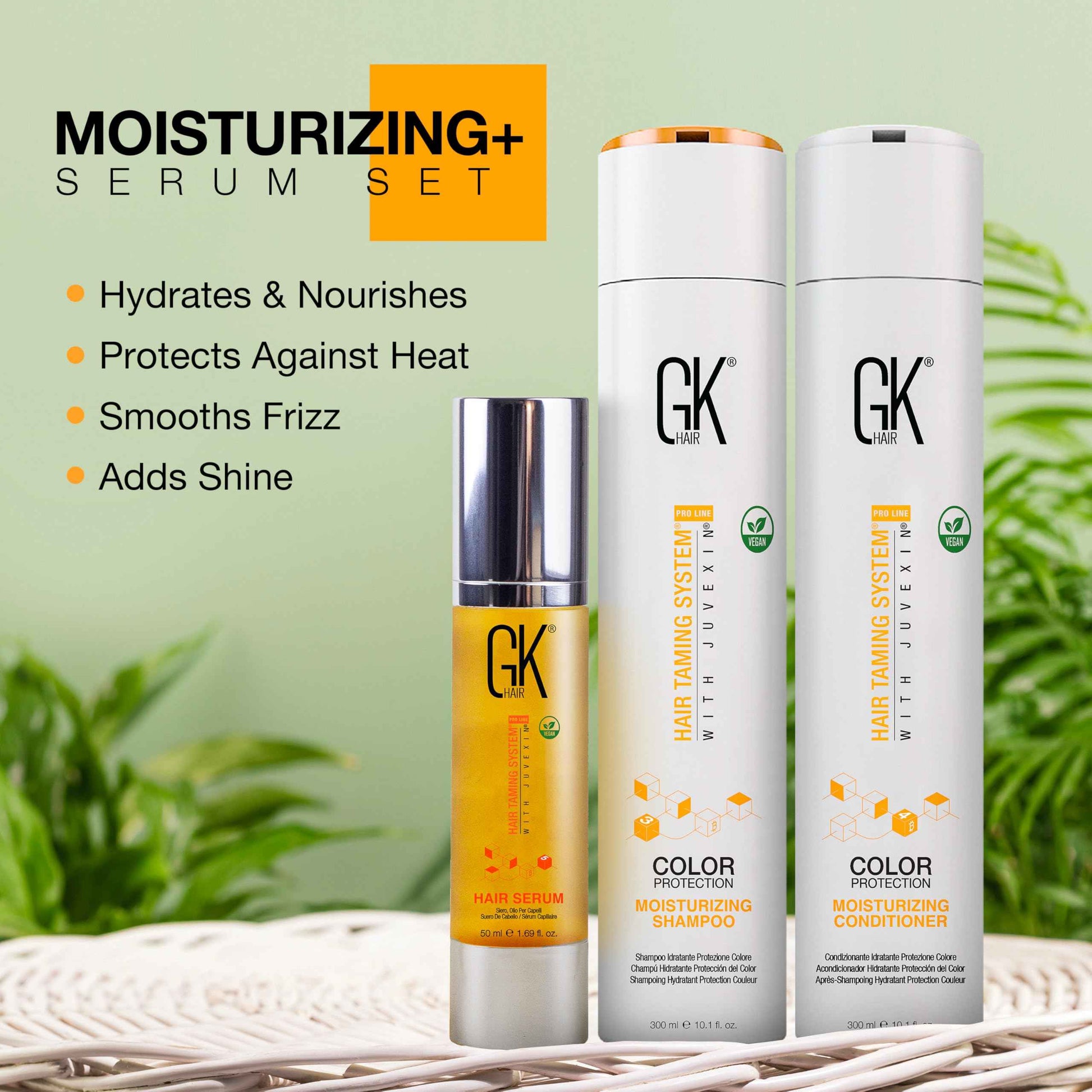 GK HAIR Hydrating Moisturizing Shampoo and Conditioner Set (10.1 Fl Oz) Global Keratin Anti Frizz Serum Dry Damaged Repair Argan Oil (1.69 Fl Oz) All Hair Types Sulfate Paraben Free Unisex