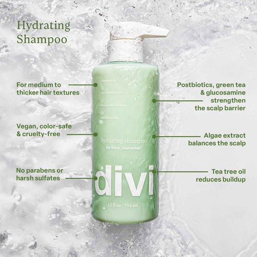 Divi Hydrating Shampoo and Conditioner Set for Women and Men - Gently Cleanses, Removes Scalp Buildup, Hydrates, and Nourishes Hair, Strengthens All Hair Types, Vegan, Cruelty-Free, 2 x 12 Fl Oz