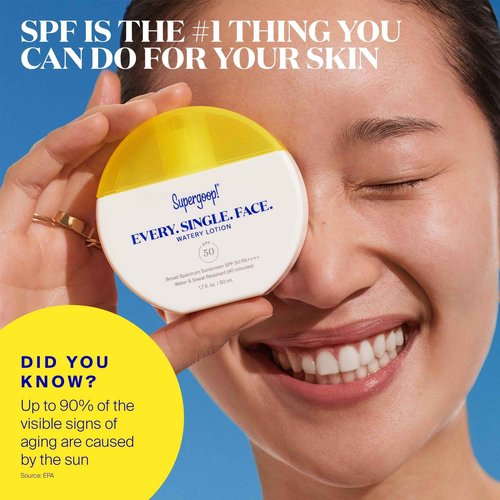 Supergoop! Every. Single. Face. Watery Lotion - 1.7 fl oz - Pack of 2 - Broad Spectrum SPF 50 PA++++ Sunscreen Lotion - Water & Sweat Resistant - All Skin Types
