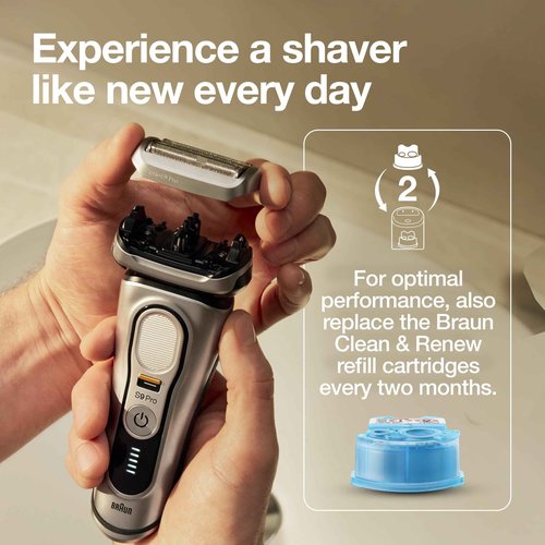 Braun Shaver Head Replacement Part 94M Silver, Compatible with Series 9 Pro and Series 9 Electric Razors for Men
