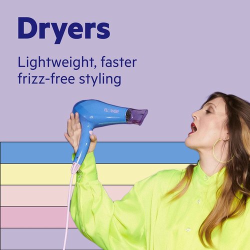 Flower Beauty Ionic Pro Dryer - Lightweight & Powerful Professional Dryer for Fast, Energy-Efficient Hair Drying - Adjustable Airflow & Two Heat Settings - For All Hair Types