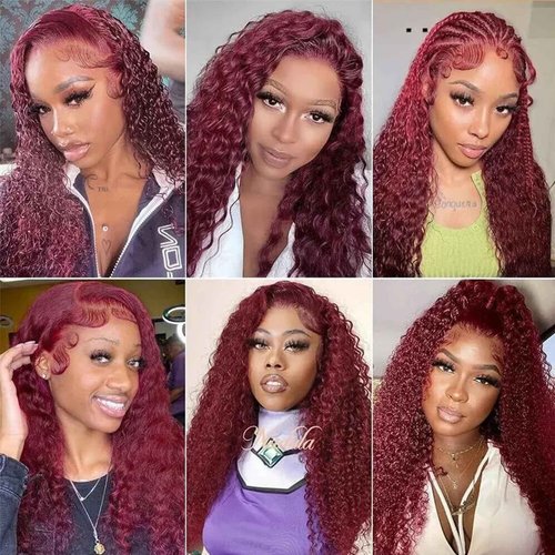 Fabimiya Human Hair Bundles Burgundy 99J Jerry Curly 20 22 24 Inch Bundles Human Hair 100% Unprocessed Burgundy Soft Sewn In Hair with Double Weft for Black Women