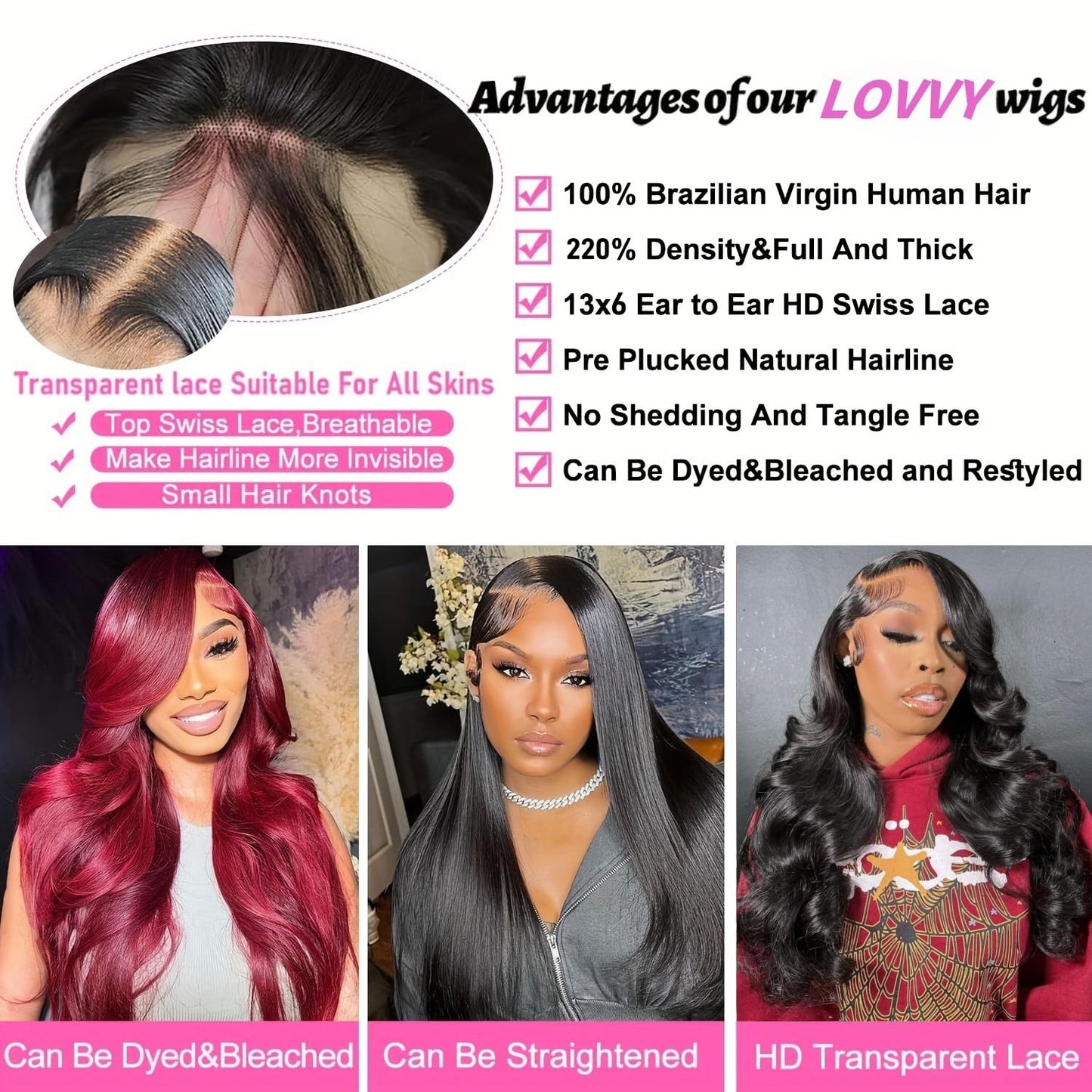 13x6 Lace Front Wigs Human Hair Wigs for Women 220 Density Body Wave Lace Front Wigs Human Hair Pre Plucked 30 Inch HD Lace Frontal Wig Body Wave Human Hairs