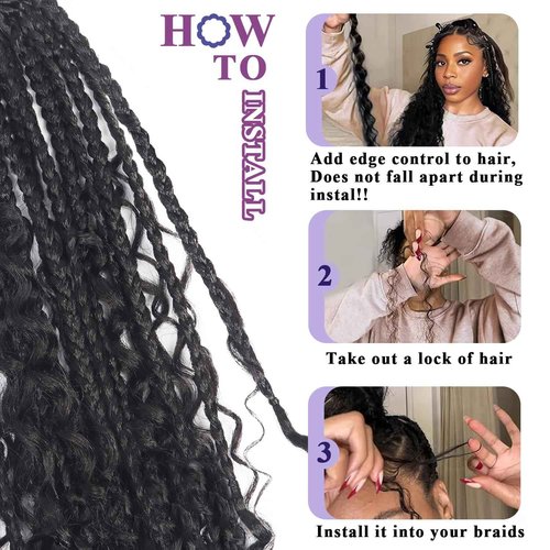 Afihond Human Braiding Hair For Boho Braids Deep Water Wave Human Bulk Hair for Braiding 12A Brazilian Virgin Human Hair Extensions for Boho Braids 3 Bundles/Pack 110g 99J Red Burgundy 24inch
