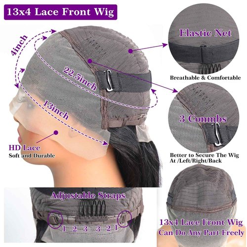 Bling Hair 28 Inch Deep Wave Frontal Wig Human Hair Pre Plucked Glueless Human Hair Wigs for Women 13x4 HD Lace Front Wigs Human Hair Deep Wave Wig 180% Density Natural Hairline Closure Wigs Black Wig