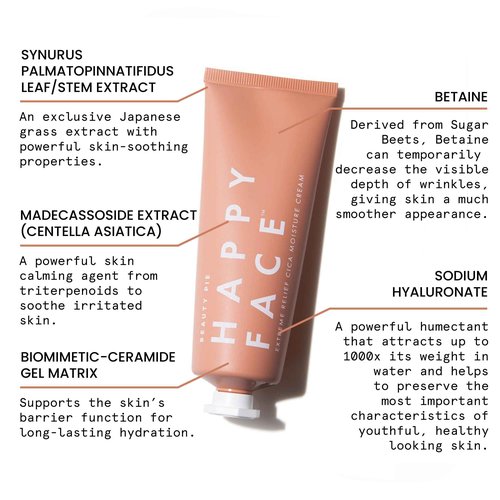 Beauty Pie Happy Face Extreme Relief Cica Moisture Cream For Sensitive Skin & Soothing, Calming Hydration