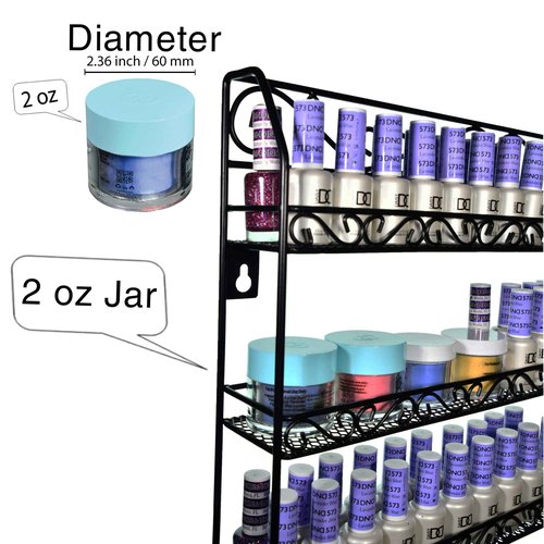 AMT 6 Tier Up to 192 BOTTLES Metal Nail Polish Racks for the Wall, Quality Nail Polish Display, Essential Oils Organizer. Holds up to 192 Bottles (Black)