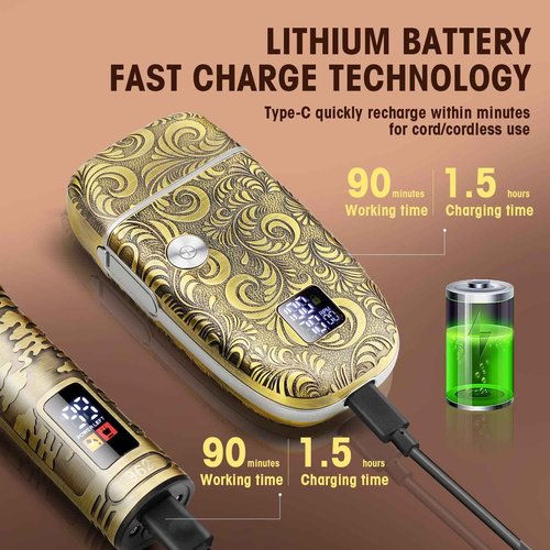 Suttik Professional Hair Clippers and Electric Shavers Set, Beard Trimmer for Men Electric Razor Beard Grooming Kit Hair Trimmer with 2 Foil Head and Limit Combs, Gift for Men,Bronze