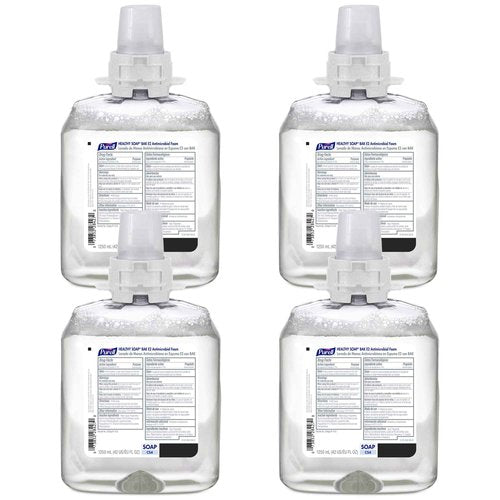 PURELL HEALTHY SOAP BAK E2 Antimicrobial Foam, Fragrance Free, 1250 mL Refill for PURELL CS4 Manual Soap Dispenser (Pack of 4) – 5133-04 - Manufactured by GOJO, Inc.