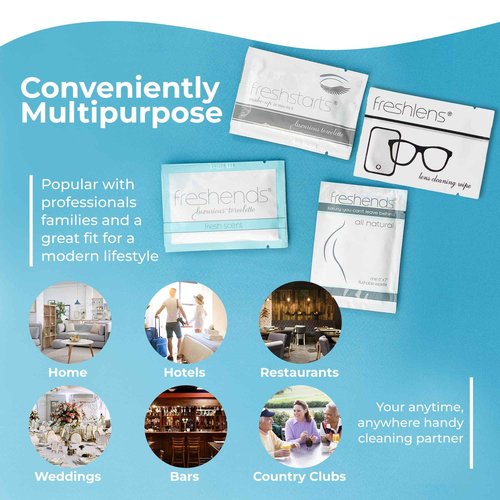 Freshends Flushable Individually Wrapped Wipes – 300 Bulk Pack Luxurious Towelettes, Guest Bathroom Essentials for Weddings, Restaurants, Bars & Clubs – Gray, Travel-Size, Disposable