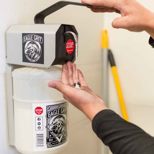 Eagle Grit Heavy Duty Industrial Hand Cleaner Wall Mount Bundle - (1 Gallon Wall Mount Refill Jug Of Eagle Grit Hand Cleaner & Wall Mounted Soap Dispenser)
