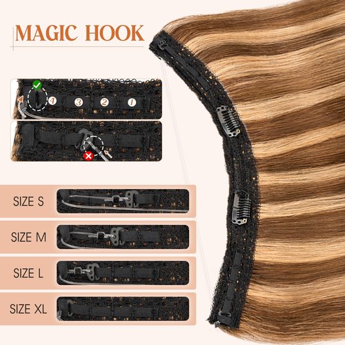 Halo Hair Extensions Real Human Hair, S-noilite Hair Halo Extensions for Women 20inch Medium Brown/Dark Blonde Halo Extensions Invisible Wire HairExtensions