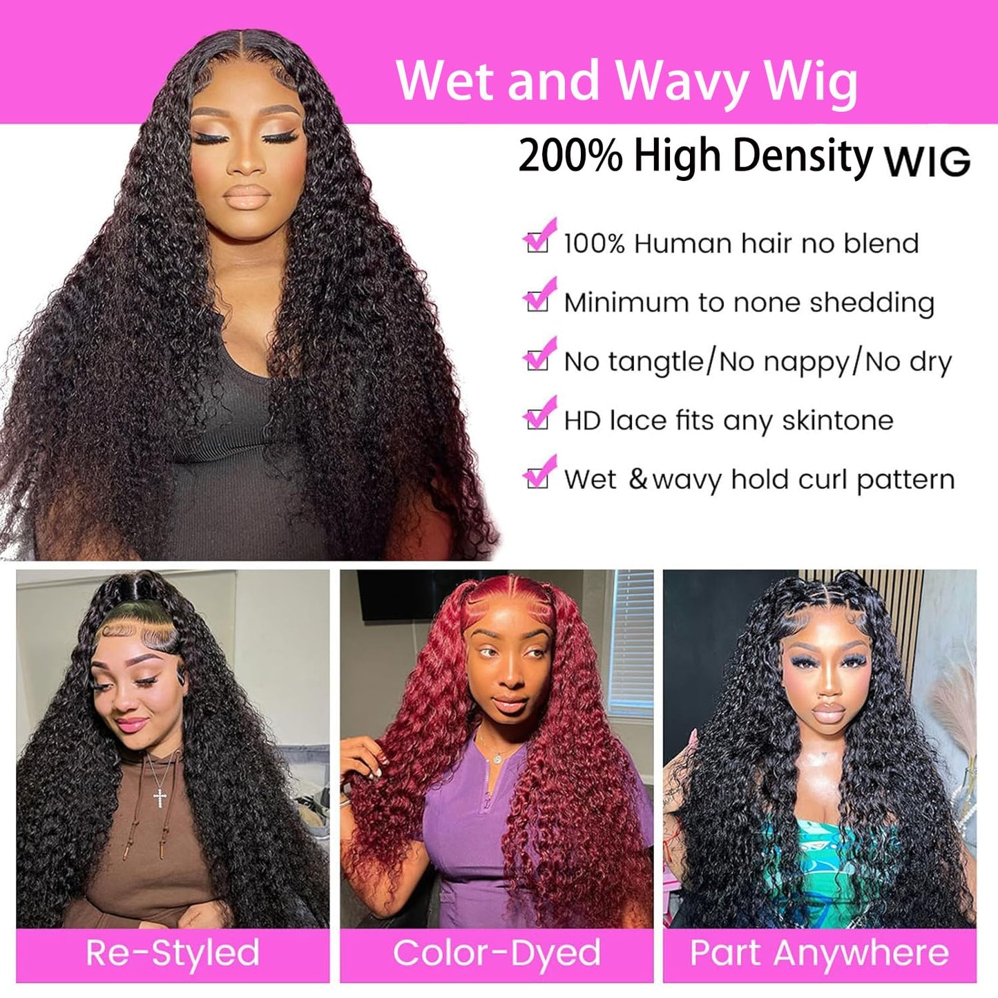 InsQueen Water Wave Lace Front Wigs Human Hair Pre Plucked Bleached Knots Wet and Wavy 13x6 HD Lace Frontal Wigs for Black Women 200% Density Brazilian Remy Human Hair (Water Wave Wig, 24 Inch)