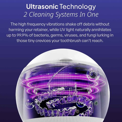 Swissklip ShinePod Ultrasonic Dental Cleaning Pod | Ultrasonic Retainer Cleaner Machine | Mouth Guard Cleaner| Night Guard Cleaner| Aligner Cleaner | Denture Cleaner - White