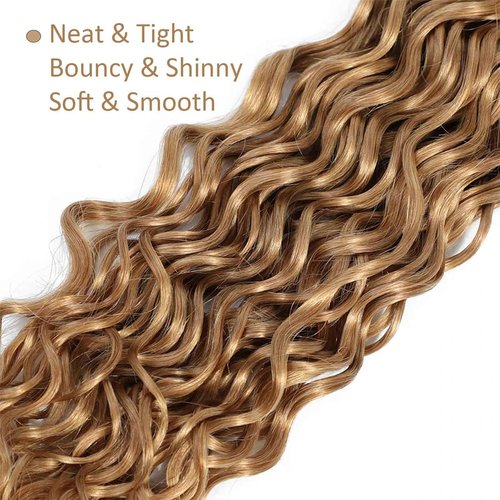 Habiliana Bundles Human Hair 22 24 26 Inch Water Wave Brown 27 Human Hair Bundles 11A Unprocessed Brazilian Virgin Quick Weave Hair Extensions for Black Women